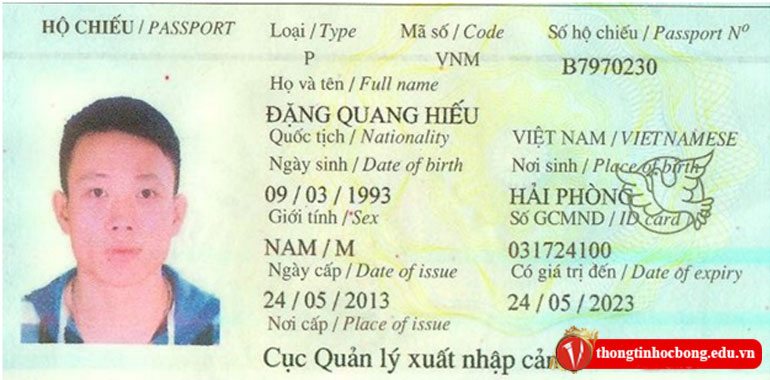 Hộ chiếu Đặng Quang Hiếu